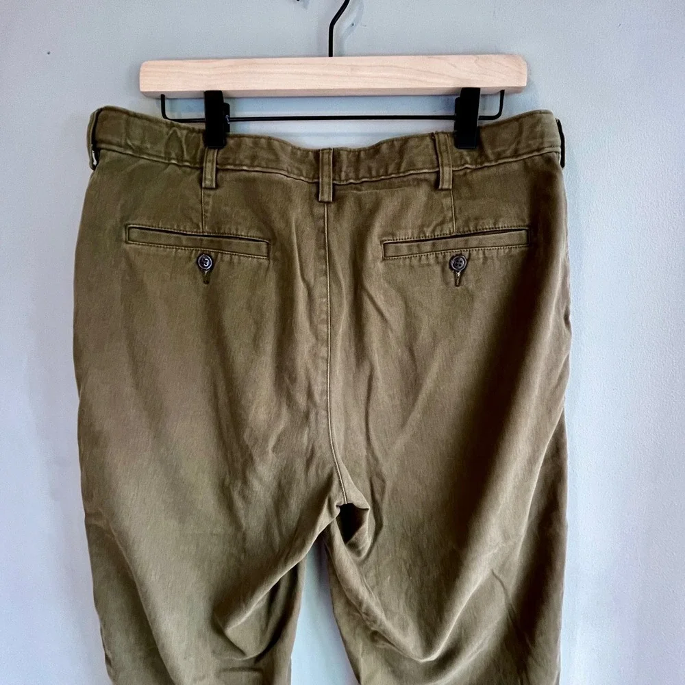 Lands' End Traditional Fit Olive Green Chino Pants Casual Trousers 100 % Cotton - Picture 12 of 14